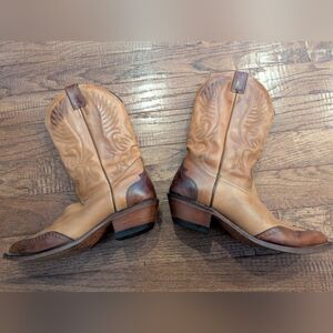 Boulet Leather Cowboy Boots Cognac Brown Women's Size 8 C
